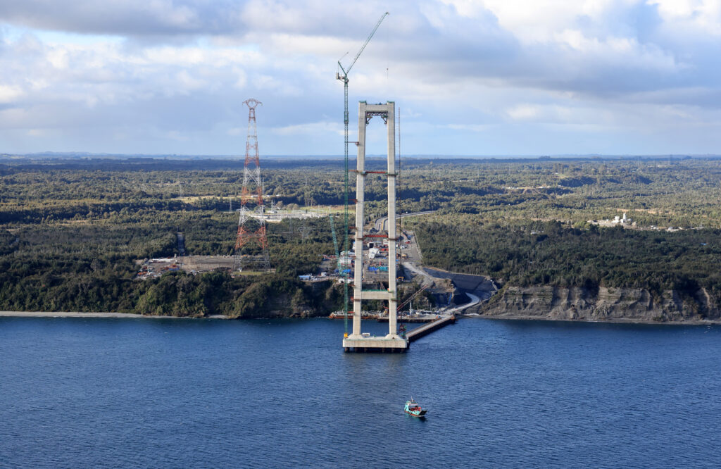 Construcción del Puente Chacao, fotografía del MOP de septiembre de 2026
